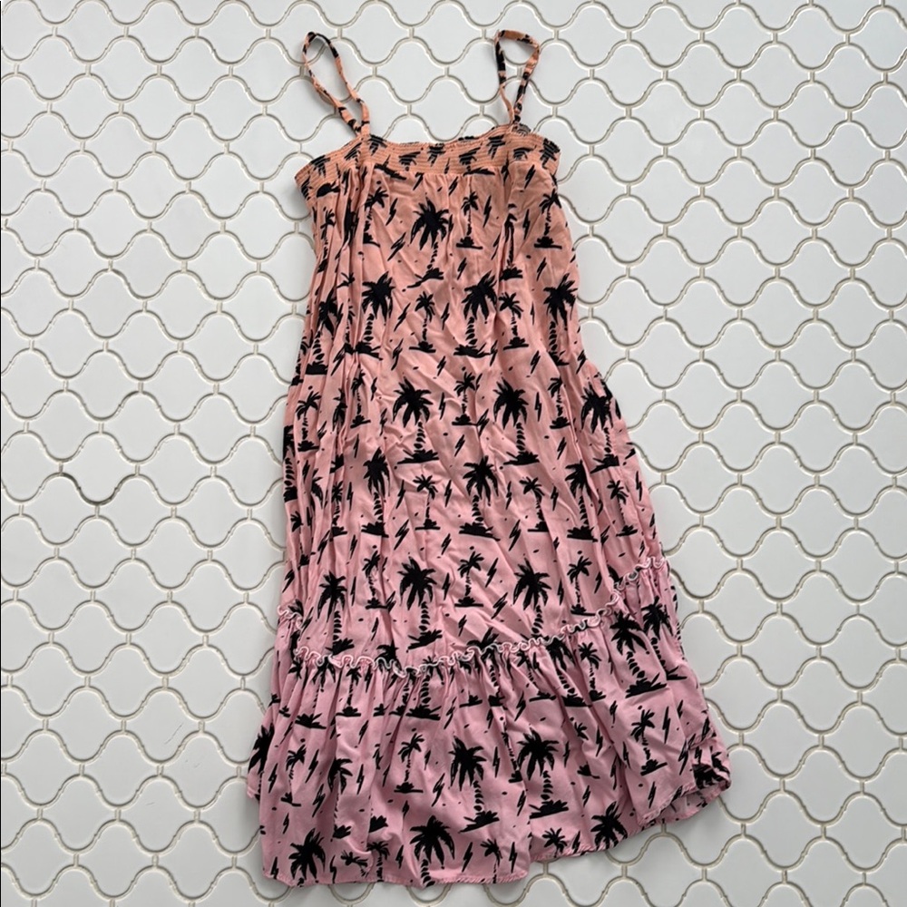 Pink Tiered Ruffled Sundress with Spaghetti Straps